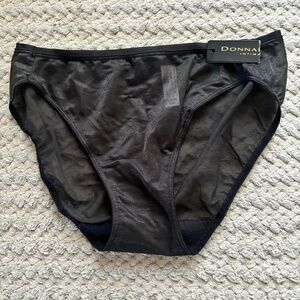 Donna Karan Intimates Panties Solid Black See Through Sheer Women's Size M NWT